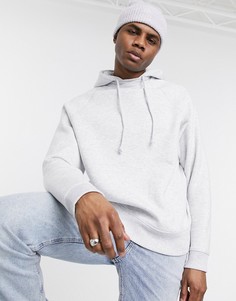 Белый меланжевый oversized-худи с перекрестной горловиной и рукавами реглан ASOS DESIGN