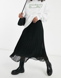 Черная плиссированная юбка миди Monki Laura-Черный цвет