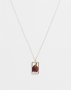 Золотистое ожерелье с подвеской в виде спрессованного листа Monki Palmer-Золотистый