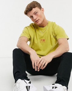 Окрашенная футболка горчичного цвета с принтом «Osaka» Topman-Желтый