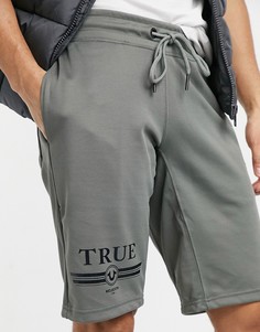 Трикотажные шорты в стиле ретро с надписью "True" True Religion-Зеленый цвет