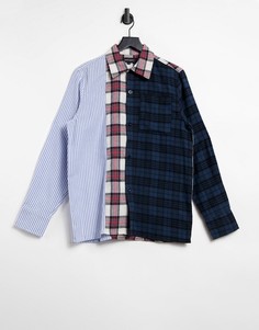 Рубашка бойфренда в стиле oversized со вставками Night Addict-Многоцветный