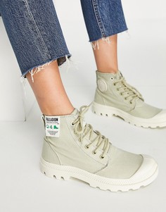 Ботинки шалфейно-зеленого цвета из органического хлопка на шнуровке Palladium Pampa Hi-Зеленый цвет
