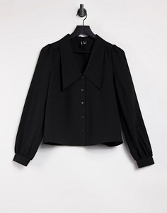 Черная рубашка с большим воротником и рукавами 3/4 Vero Moda-Черный цвет
