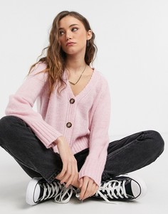 Укороченный кардиган розового цвета Topshop-Розовый цвет