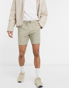Темно-бежевые узкие короткие шорты чиносы с эластичным поясом ASOS DESIGN-Бежевый