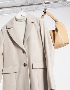 Классическое удлиненное однобортное пальто бежевого цвета River Island-Бежевый