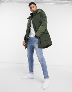 Удлиненная куртка цвета хаки из жатого нейлона Calvin Klein-Зеленый цвет