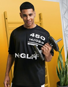 Свободная спортивная футболка с принтом ASOS 4505-Черный цвет