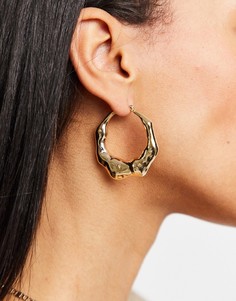 Золотистые серьги-кольца с эффектом капель Monki Nora-Золотистый
