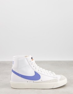 Бело-голубые кроссовки средней высоты Nike Blazer Mid 77-Белый