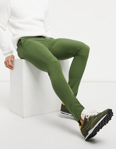 Супероблегающие строгие брюки цвета хаки ASOS DESIGN-Зеленый цвет