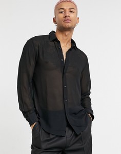Прозрачная рубашка из вискозы Devils Advocate-Черный цвет