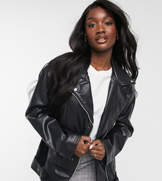 Байкерская удлиненная куртка свободного кроя из искусственной кожи ASOS DESIGN Tall-Черный цвет