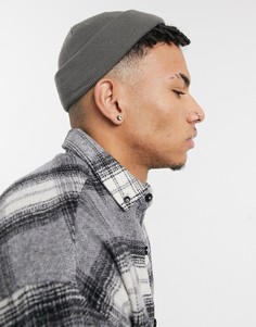 Темно-серая мини шапка-бини ASOS DESIGN-Серый