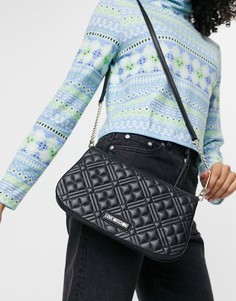 Черная стеганая сумка через плечо продолговатой формы Love Moschino-Черный цвет