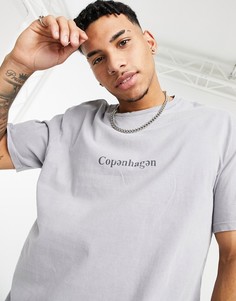 Серая футболка с принтом «Copenhagen» Topman-Серый