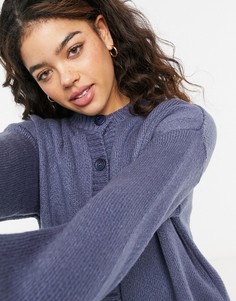 Синий кардиган с круглым вырезом ASOS DESIGN-Голубой