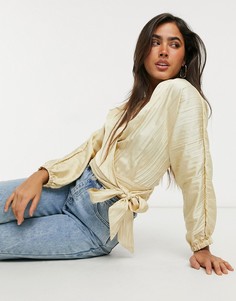 Кремовая фактурная блузка на запахе Vero Moda-Кремовый