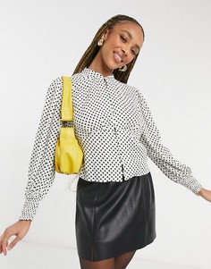 Блузка цвета слоновой кости на пуговицах в горошек Topshop-Кремовый