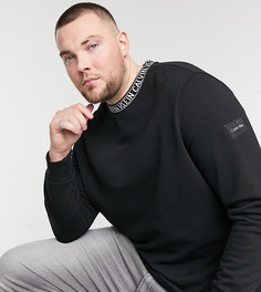 Черный свободный свитшот с логотипом на вороте Calvin Klein Big & Tall – эксклюзивно для ASOS-Черный цвет