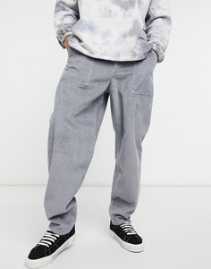 Серые брюки широкого кроя из вельвета с крупной фактурой ASOS DESIGN-Серый