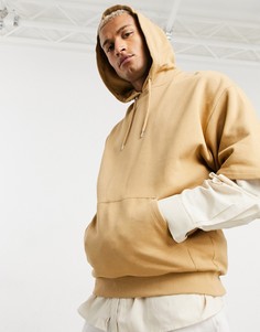 Бежевый худи в стиле oversized с коротким рукавом ASOS DESIGN