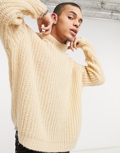 Бежевый фактурный oversized-джемпер в рубчик ASOS DESIGN