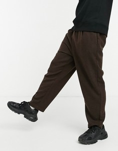 Бордовые брюки из твила с широкими штанинами и складками ASOS DESIGN-Красный