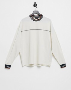 Бежевый oversized-лонгслив из органической ткани пике ASOS DESIGN