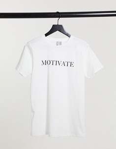 Белая футболка с надписью "Motivate" ASOS DESIGN-Белый