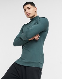 Зеленый облегающий свитшот из органического хлопка с высоким воротником ASOS DESIGN-Зеленый цвет