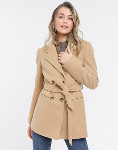 Бежевый пиджак с поясом Miss Selfridge-Светло-коричневый