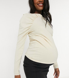 Кремовый топ со сборками спереди Pieces Maternity