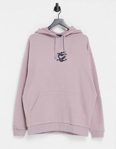 Худи в стиле oversized с маленьким принтом на груди ASOS DESIGN-Сиреневый