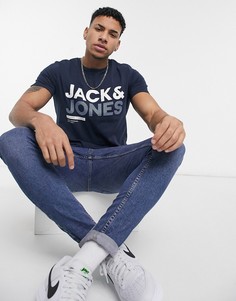 Темно-синяя футболка с короткими рукавами Jack & Jones-Темно-синий