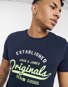 Темно-синяя футболка с короткими рукавами Jack & Jones-Темно-синий