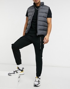 Черные брюки-карго с отделкой Bershka-Черный