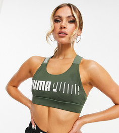 Серо-зеленый бюстгальтер с серым логотипом Puma Training – эксклюзивно для ASOS-Серый
