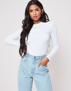 Белый базовый лонгслив в рубчик Missguided