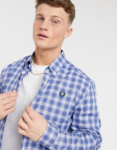 Голубая рубашка в клетку с воротником на пуговицах Fred Perry-Голубой