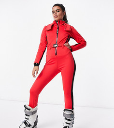 Приталенный лыжный комбинезон с поясом, капюшоном и полосками по бокам ASOS 4505 Petite ski-Красный