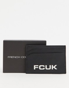 Кожаная кредитница с логотипом "FCUK" French Connection-Черный цвет