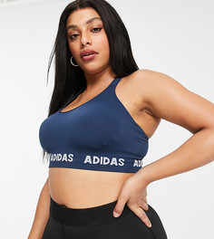 Темно-синий бесшовный бюстгальтер adidas Training plus Aeroknit