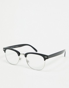 Солнцезащитные очки в черной квадратной оправе с прозрачными стеклами AJ Morgan-Черный