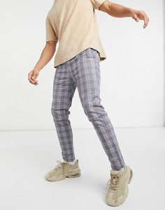 Черные зауженные брюки в клетку ASOS DESIGN-Черный цвет