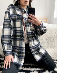 Куртка-рубашка в серую и синюю клетку Noisy May-Многоцветный