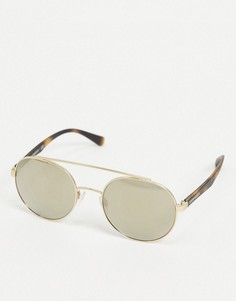 Светло-коричневые очки-авиаторы с зеркальными стеклами Emporio Armani-Коричневый цвет