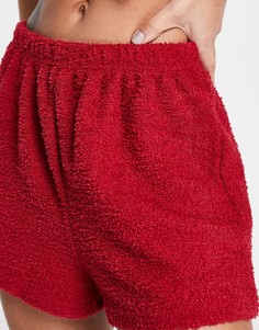 Красные комбинируемые пушистые шорты для дома ASOS DESIGN-Красный