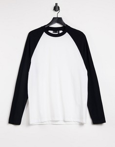 Белый/черный лонгслив с круглым вырезом ASOS DESIGN-Многоцветный